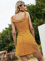 Frill Trim Polka Dot Print Dress