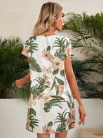 Cut Out Front Tropical Print Dress