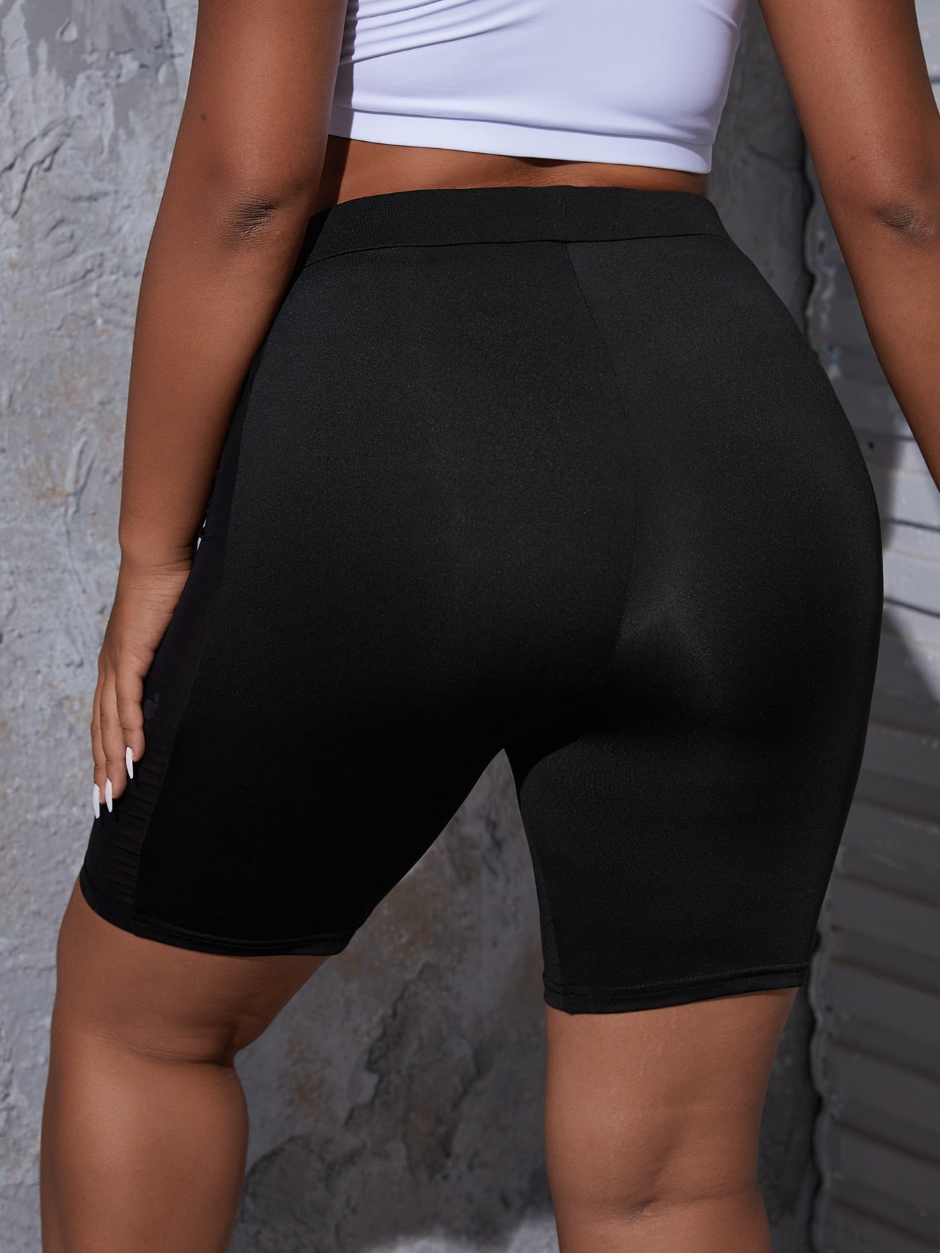 Plus Contrast Mesh Biker Shorts