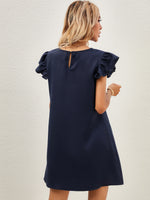 Solid Butterfly Sleeve Tunic Dress