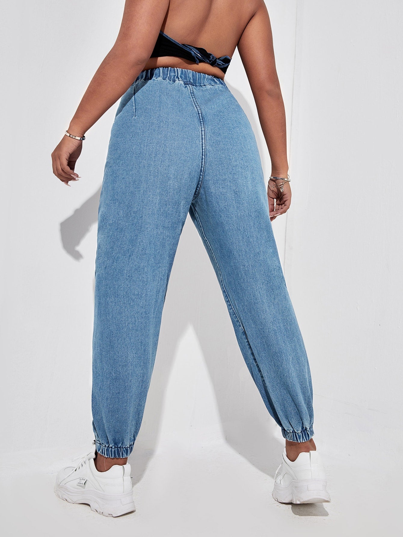 Plus Tie Waist Jogger Jeans