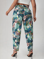 Plus Tropical Print Tapered Pants