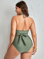 Plus Wrap Halter High Waisted Bikini Swimsuit