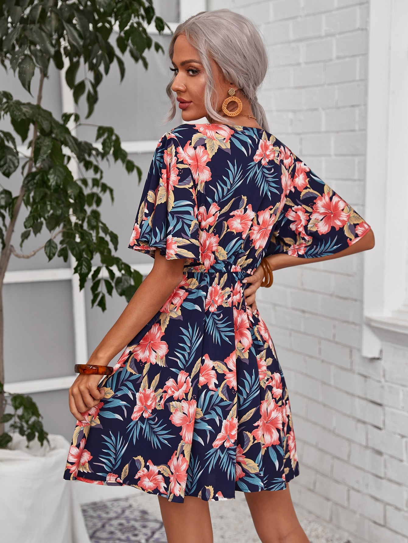 Bell Sleeve Floral Print Dress