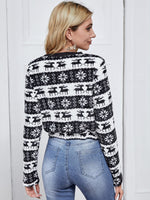 Christmas Drawstring Hem Fuzzy Pullover