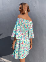 Allover Floral Bardot Dress Without Belted