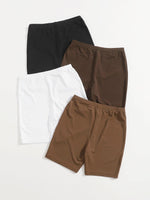 Plus 4pcs Solid Biker Shorts