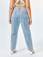 Plus Chain Criss Cross Light Wash Mom Jeans