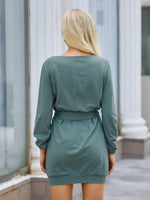 Solid Belted Sweatshirt Dress