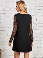 Contrast Floral Lace Tunic Dress