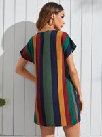 Colorful Stripe Tee Dress