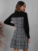 Plaid Print Ruffle Hem Dress Without Belt