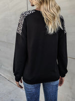 Leopard Print Raglan Sleeve Sweatshirt