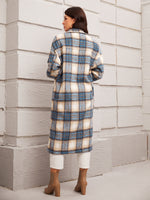 Tartan Flap Pocket Drop Shoulder Coat