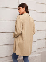 Drop Shoulder Flap Pocket Corduroy Coat