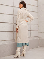 Solid Button Front Belted Coat