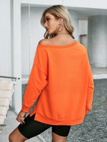 Halloween Pumpkin & Letter Graphic Drop Shoulder Pullover