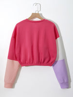 Colorblock Drop Shoulder Crop Sweatshirt