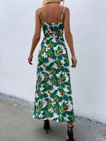 Tropical Print Surplice Neck Wrap Dress