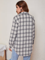 Plaid Dual Pocket Oversized Coat