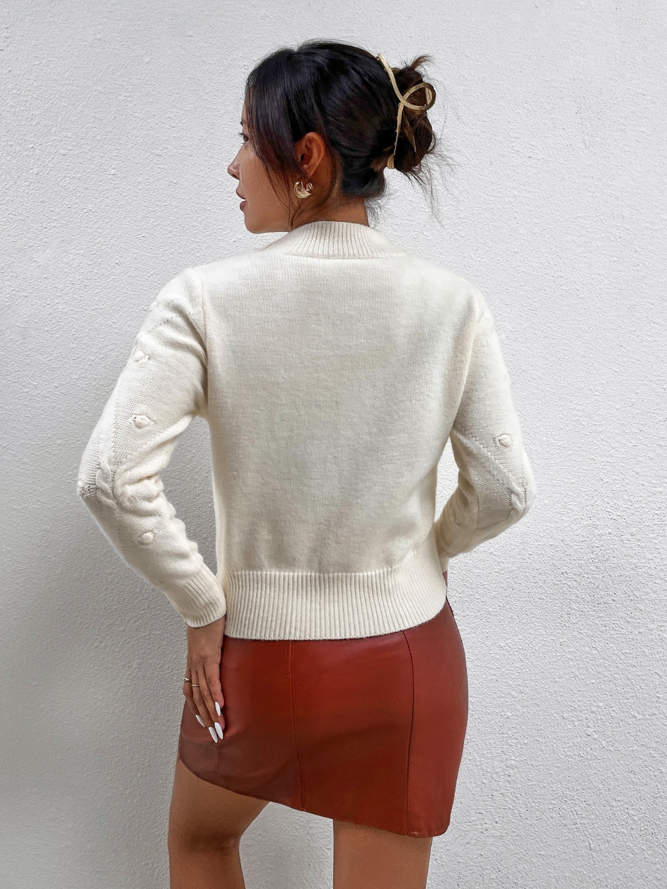 Ribbed-knit Knot Detail Sweater