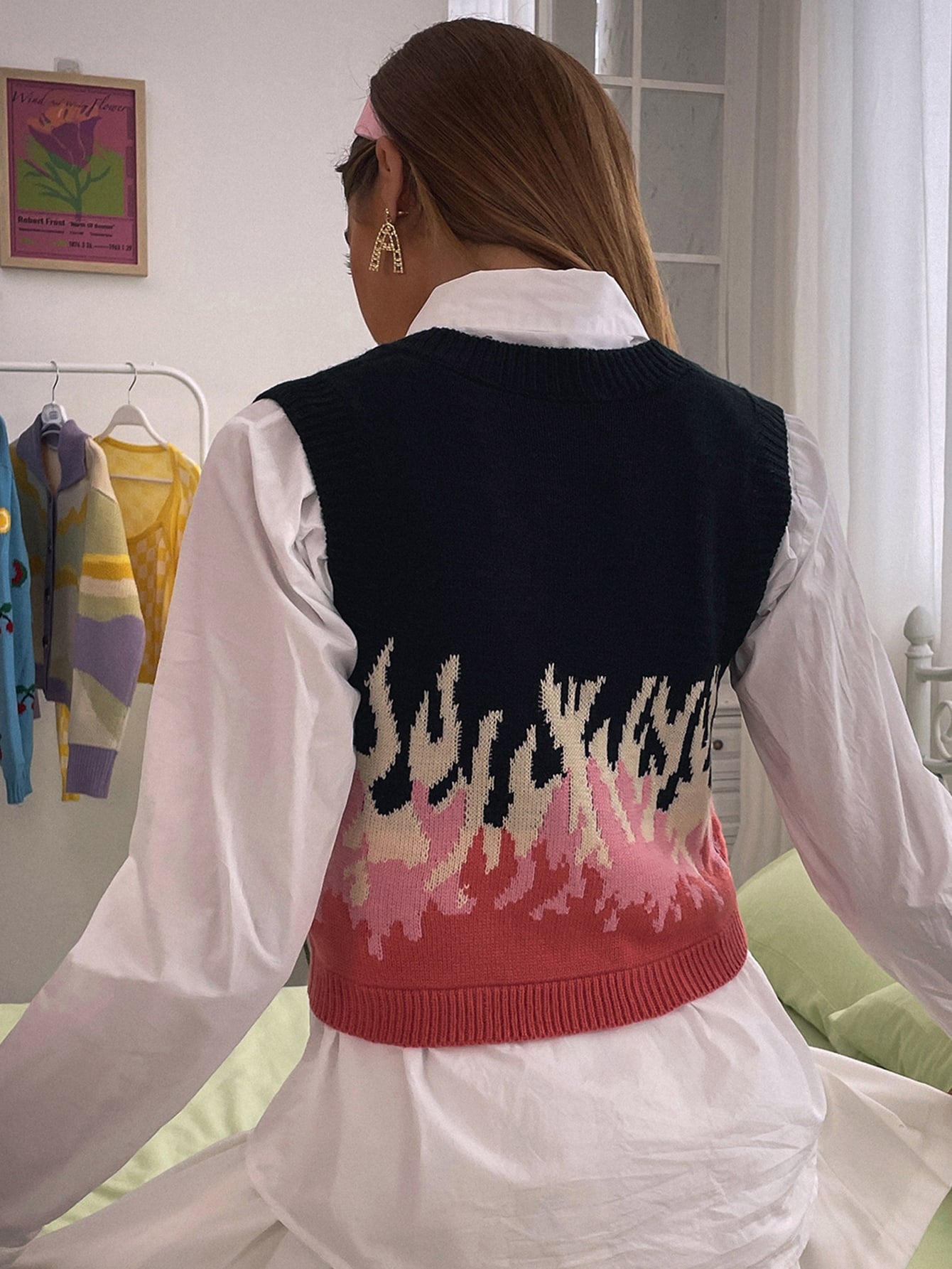 Fire Pattern Sweater Vest