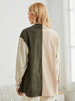 Color Block Patched Pocket Drop Shoulder Coat