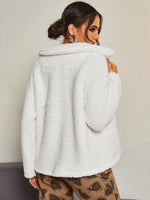 Drop Shoulder Pocket Front Teddy Coat