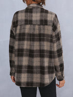 Plaid Print Flap Detail Drop Shoulder Coat