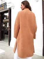 Single Button Dual Pockets Teddy Coat