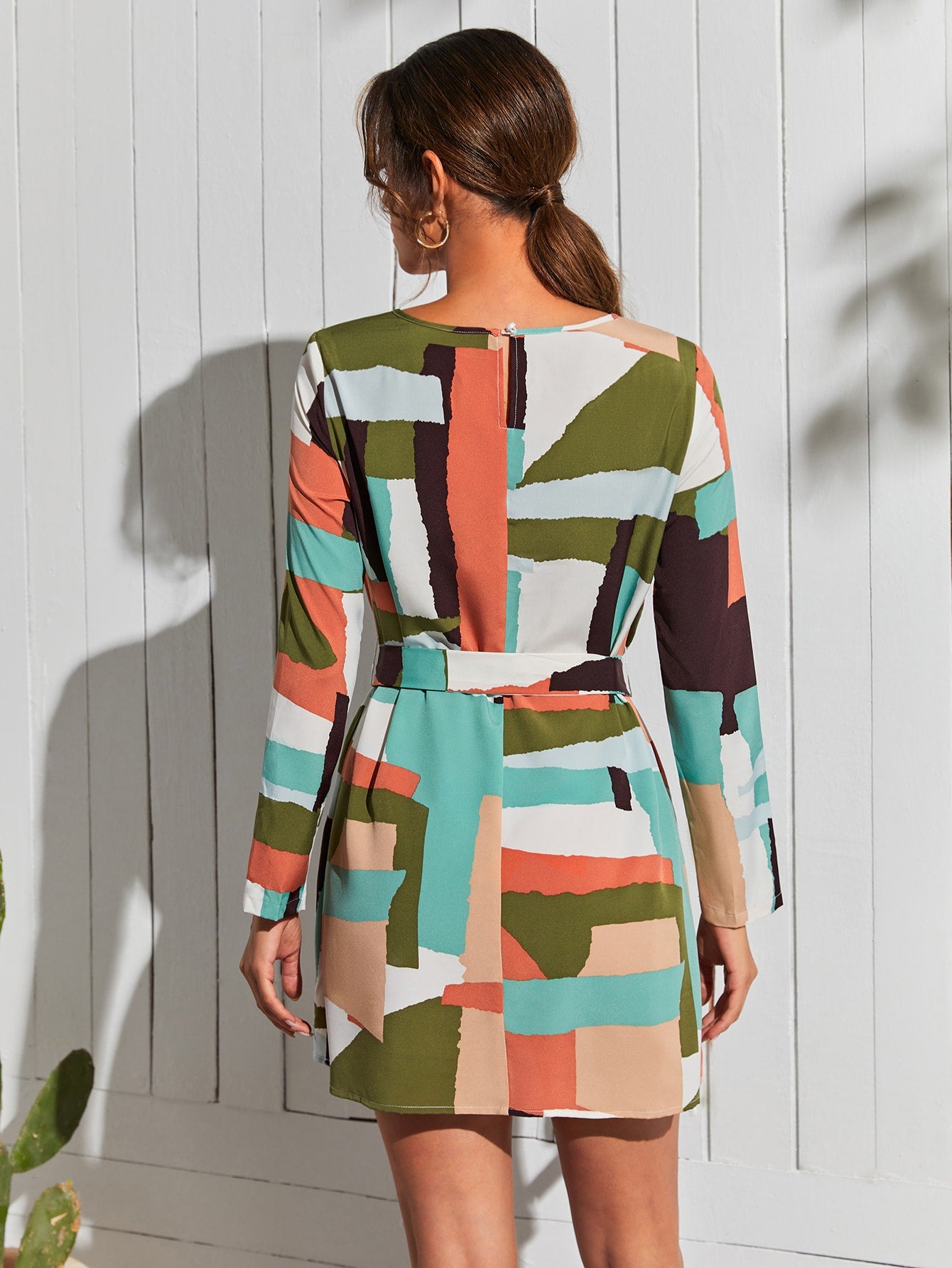 Color Block Belted Dress