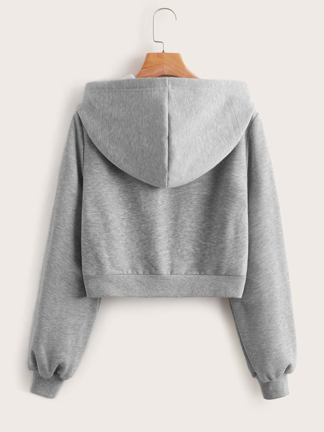 Solid Slant Pocket Zipper Thermal Hoodie