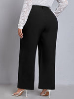 Plus Solid Wide Leg Suit Pants