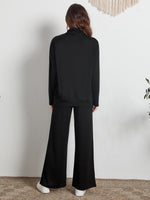 Drop Shoulder Stand Collar Tee & Wide Leg Pants