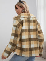 Plaid Button Up Teddy Coat