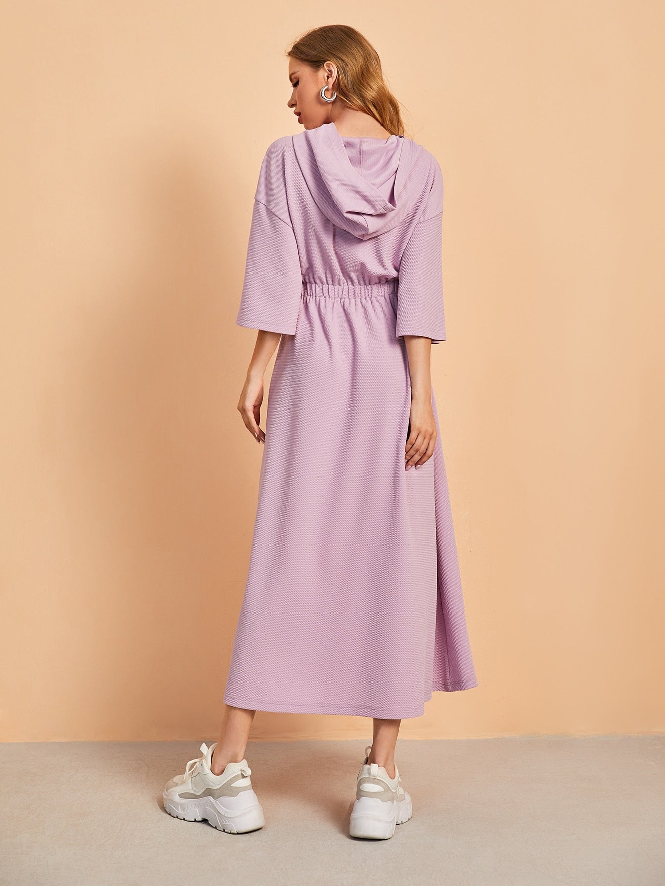 Drop Shoulder Kangaroo Pocket Sweatshirt Dress