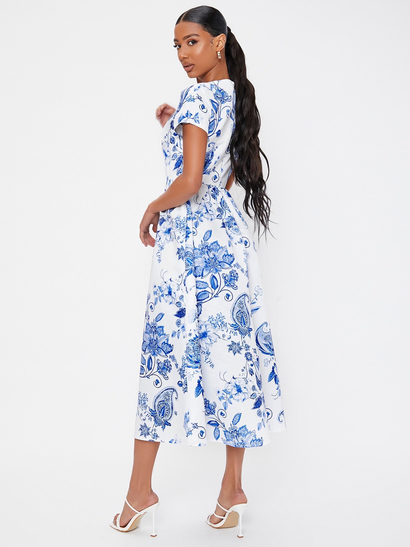 Floral Print Round Neck Dress