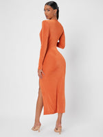 Surplice Neck Ruched Split Thigh Dress