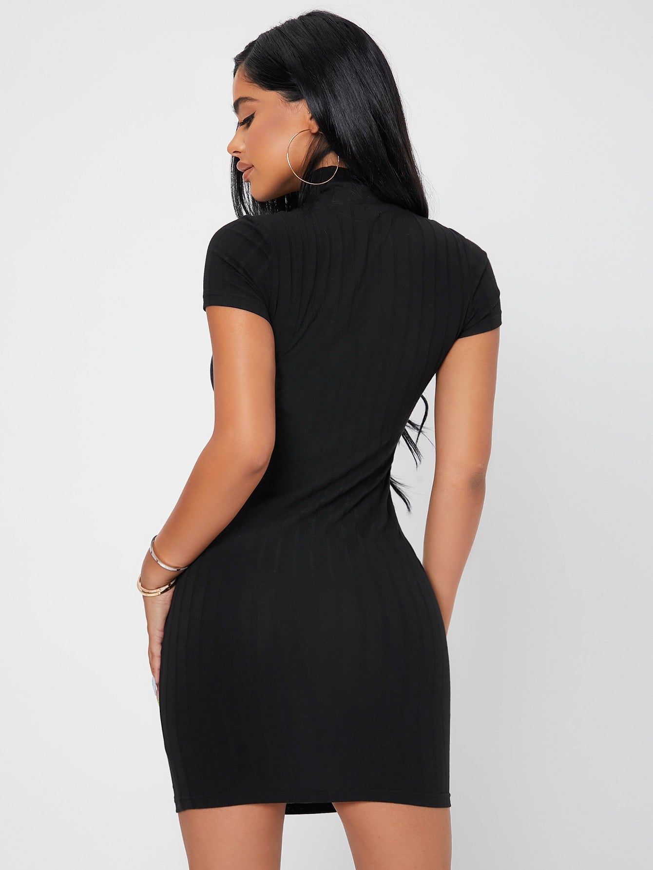 Solid Mock Neck Bodycon Dress