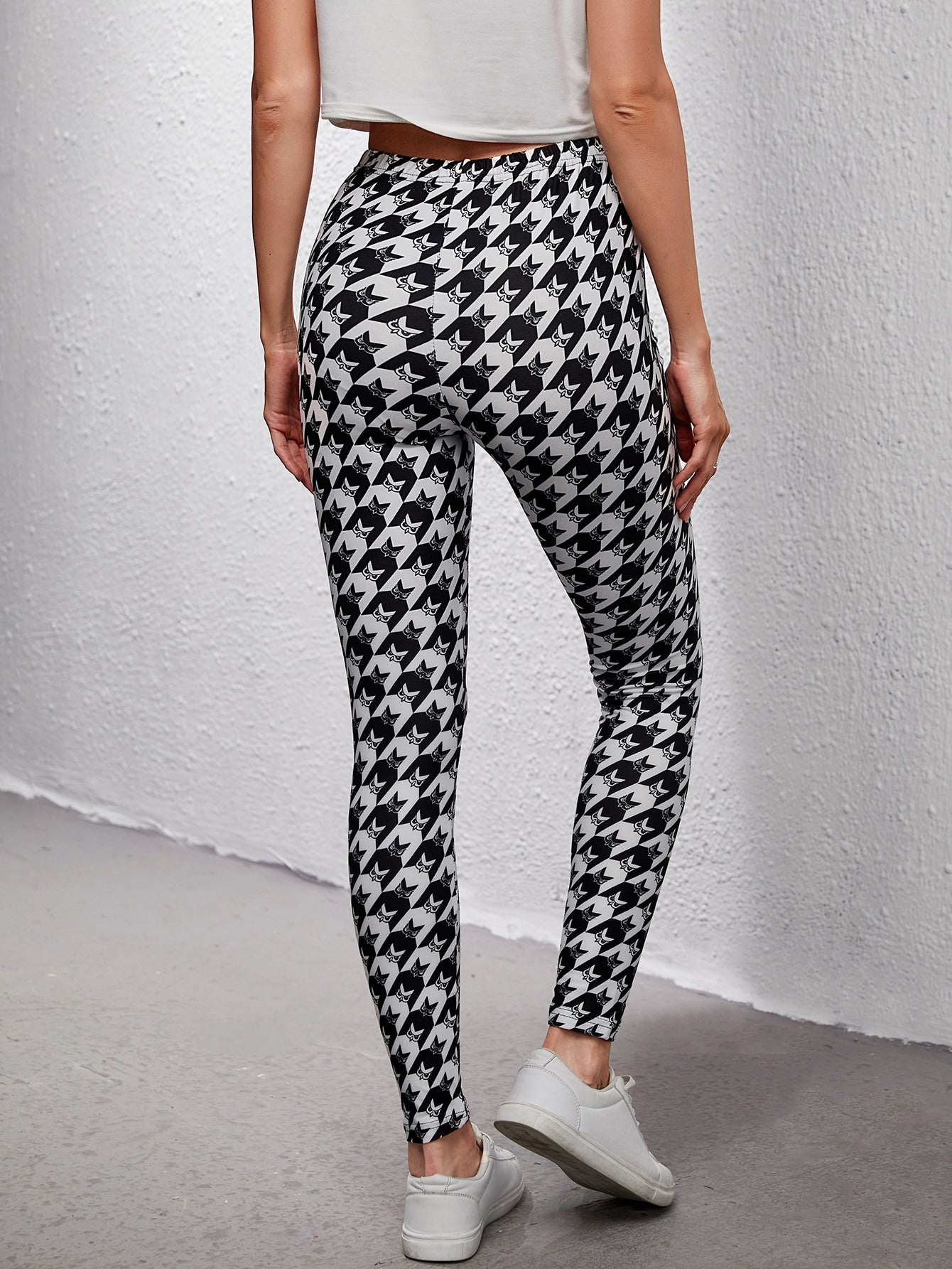 Owl & Houndstooth Print Leggings