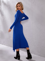 Square Neck Sweater Dress Without Belt