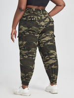 Plus Camo Print Flap Pocket Pants