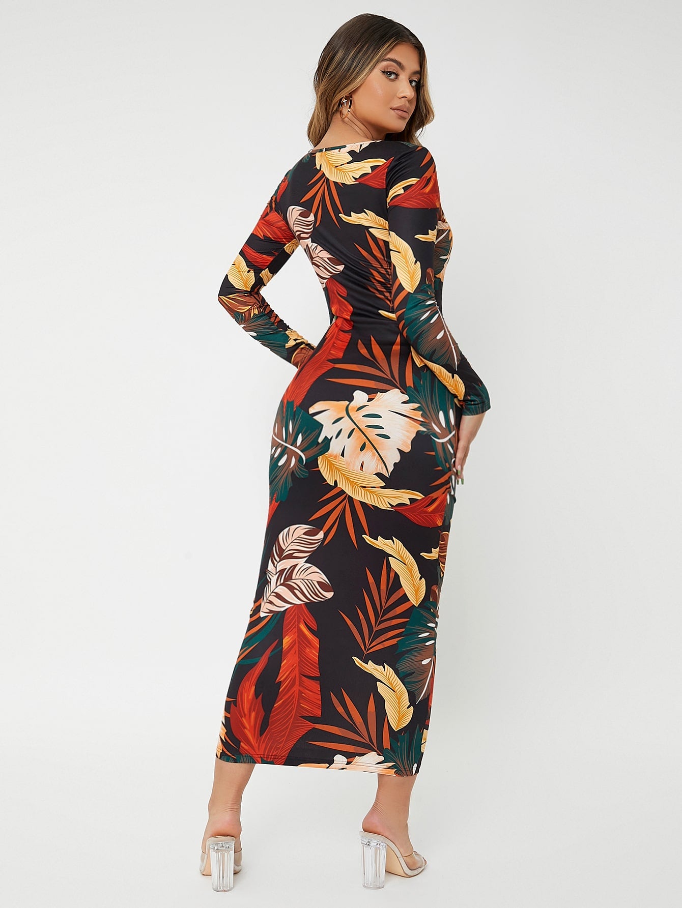 Tropical Print Bodycon Dress