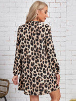 Leopard Print Knot Front Tunic Dress