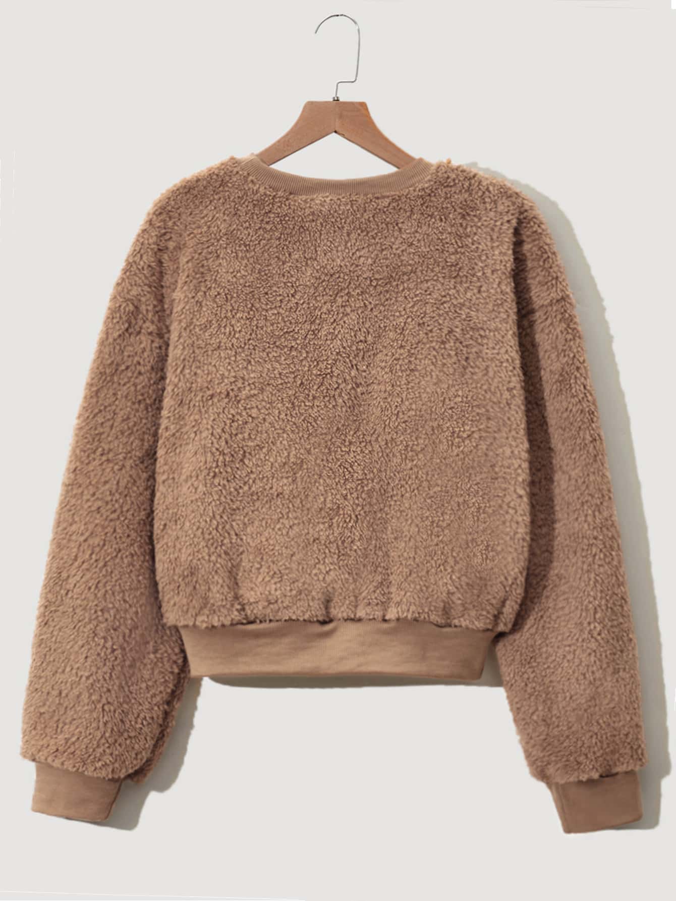 Drop Shoulder Teddy Sweatshirt