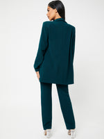 Shawl Collar Flap Detail Blazer & Buckled Belted Tailored Pants