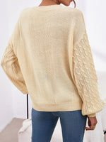 Cable Knit Drop Shoulder Ripped Sweater