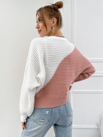 Two Tone Batwing Sleeve Sweater