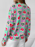 Heart & Geo Print Drop Shoulder Sweatshirt