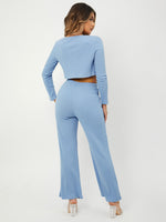 Knot Front Crop Top & Flare Leg Pants